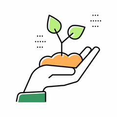 hand holding growing plant color icon vector illustration