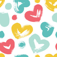 Seamless background of hearts in pastel colors. Great for baby, valentine's day, mother's day, wedding, scrapbook, surface textures.