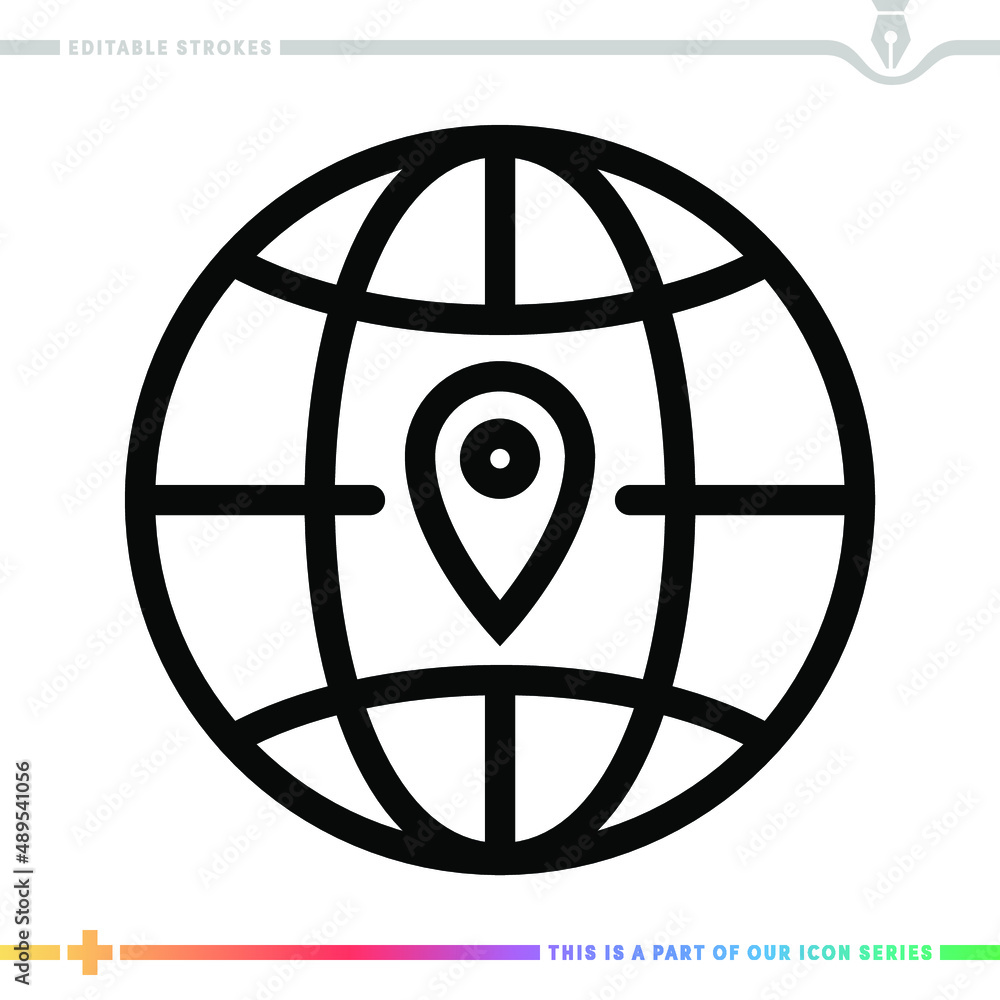 Poster line icon for global positioning satellite illustrations with editable strokes. this vector graphic 