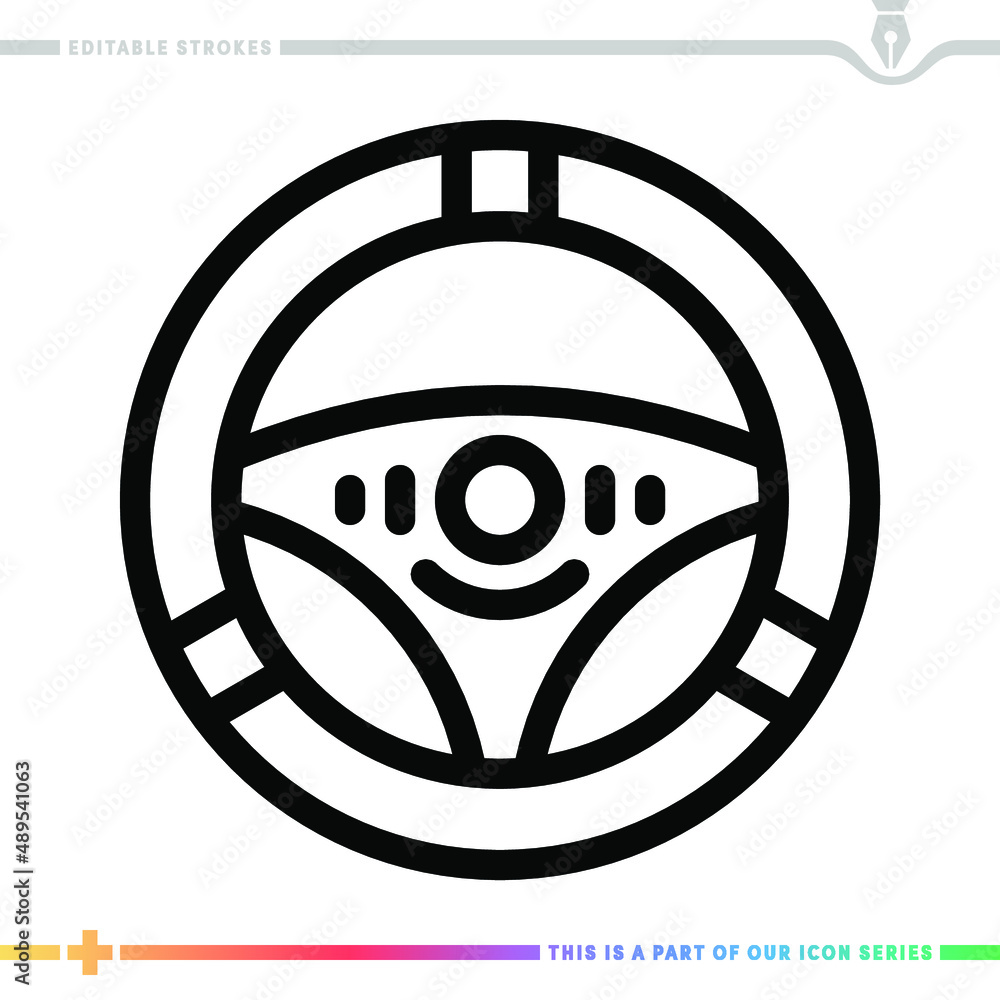 Aufkleber line icon for steering wheel illustrations with editable strokes. this vector graphic has customizab