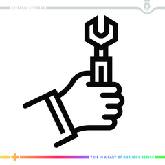 Line icon for car maintenance illustrations with editable strokes. This vector graphic has customizable stroke width.