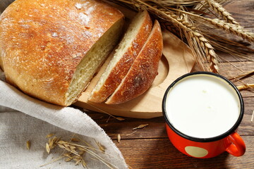 loaf of bread and milk