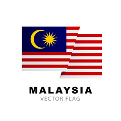 Colorful Malaysian flag logo. Flag of Malaysia. Vector illustration isolated on white background.