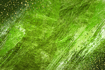 緑の抽象画_金箔