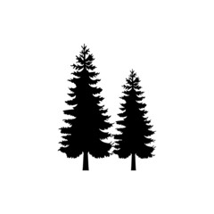 Obraz premium Pine tree vector icon. Christmas tree. Silhouette pine trees.