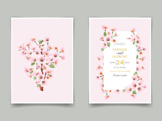Elegant floral watercolor wedding invitations card