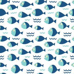 Nautical concept seamless pattern. Original fish. Seamless pattern can be used for baby fabric, clothes, wallpapers, patterns, web page backgrounds.