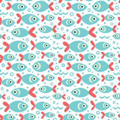 Fototapeta premium Nautical concept seamless pattern. Original fish. Seamless pattern can be used for baby fabric, clothes, wallpapers, patterns, web page backgrounds.