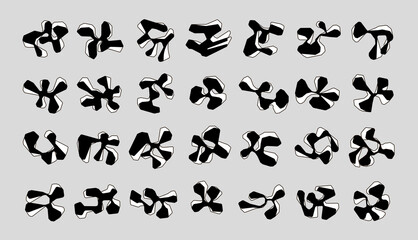 Set of vector doodle objects, abstract unusual shape