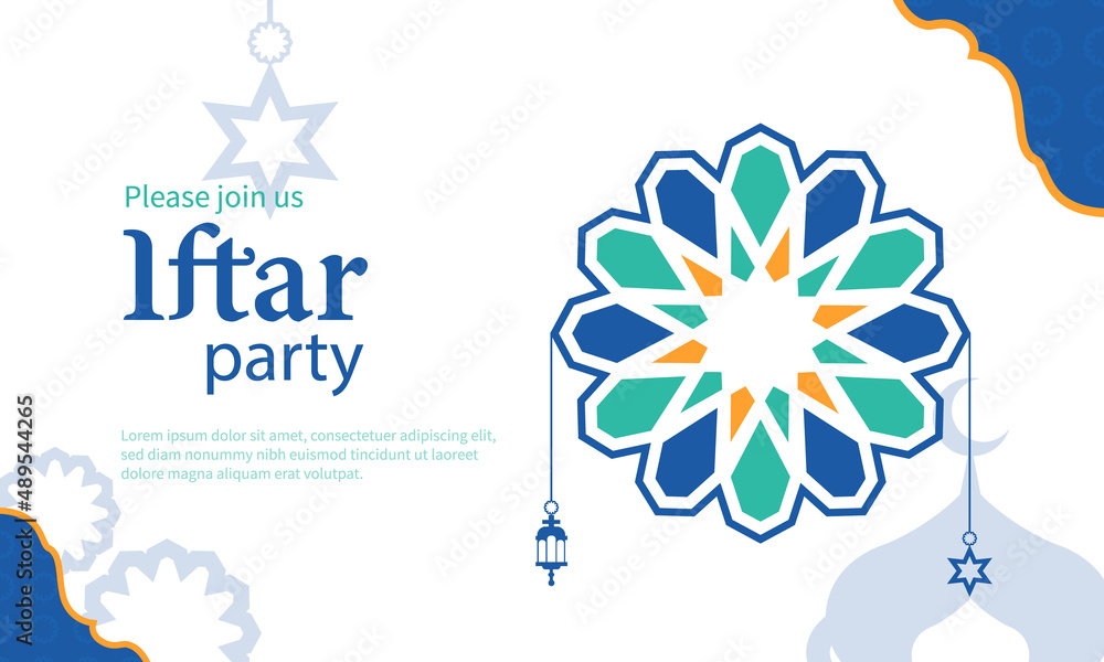 Wall mural Flat iftar party banner design template