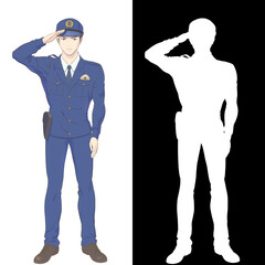 敬礼する警察官