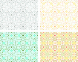 Geometric floral seamless pattern. Set of different colors. Vector background
