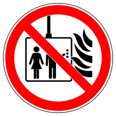 vsrr110 VectorSignRoundRed vsrr - german: Aufzug im Brandfall nicht benutzen . english: prohibition sign . do not use elevator in case of fire . vector sign . transparent . AI 10 / EPS 10 . g11242 © fotohansel