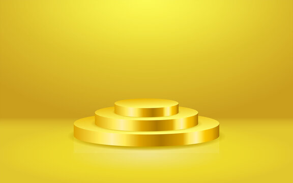 台のある金色のシンプルな背景 © KOTI