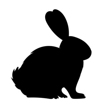 rabbit, hare black silhouette on a white background