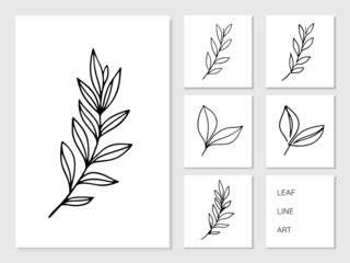 Fototapeta na wymiar Leaf line art Hand drawn. Illustration about Leaf line art.