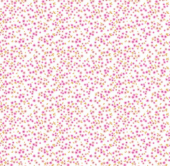 Vintage seamless floral pattern. Ditsy style background of small pastel pink flowers. Small blooming flowers scattered over a white background. Stock vector for printing on surfaces and web design.