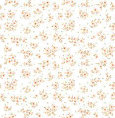 Beautiful floral pattern in small abstract flowers. Small light flowers. White background. Ditsy print. Floral seamless background. The elegant the template for fashion prints. Stock pattern.