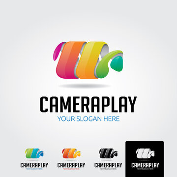 Camera play logo template - vector