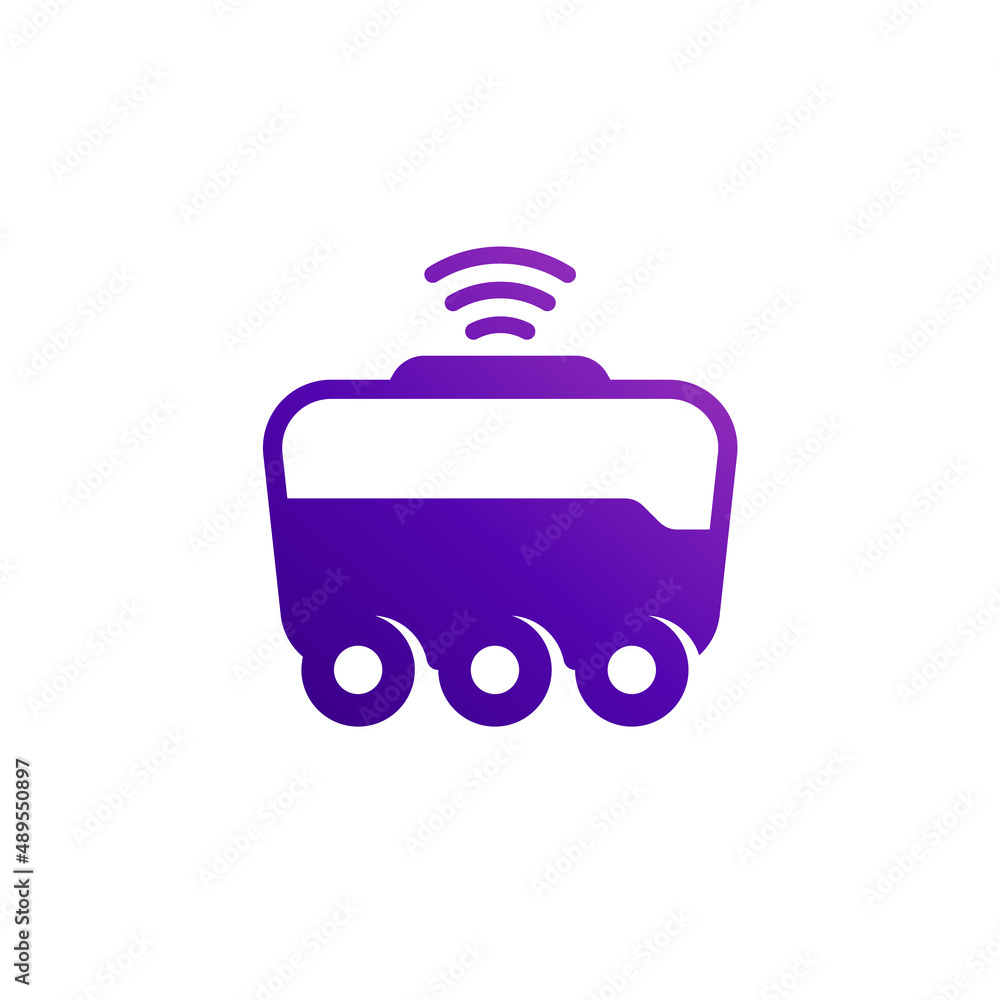 Sticker delivery robot icon, vector design