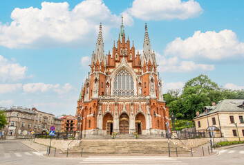 Fototapeta na wymiar Krakow, Poland - built between 1905 and 1909 and located just outside the Old Town, the St. Joseph's Church is one of the most important examples of Gothic Architecture in Krakow