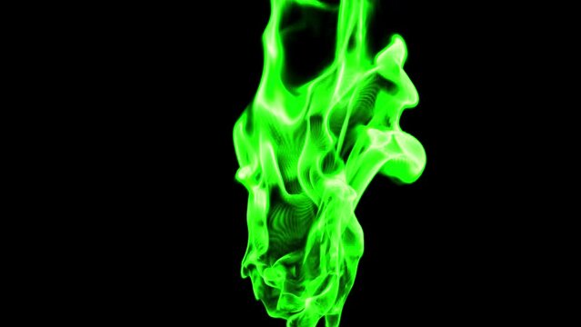 Green Flame Magic Effect in 3D Rendered Slow Motion