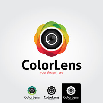 Color lens logo template - vector