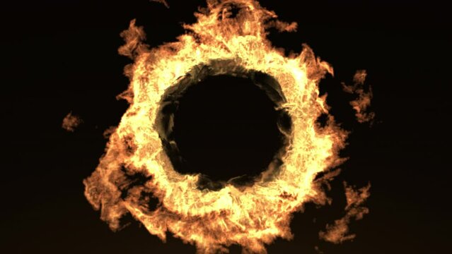 Burning Fire Ring - 3D Rendered Abstract Gate Motion