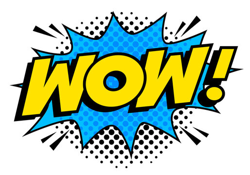 wow comic speech bubble on white background