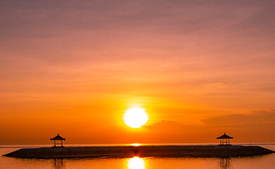 Fototapeta na wymiar Coral Beach, Sanur - Bali of Indonesia best place to sunrise
