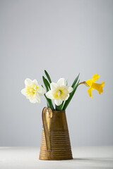 A few spring flowers in vintage jug