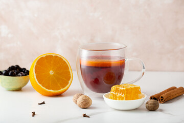 Black tea with fruits spice and honey orange nutmeg