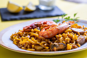 Fideua is a typical dish of Spanish cuisine.