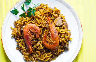 Fideua is a typical dish of Spanish cuisine.