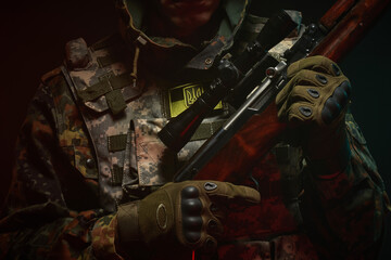 Armed Forces of Ukraine soldier, low key cropped, no face