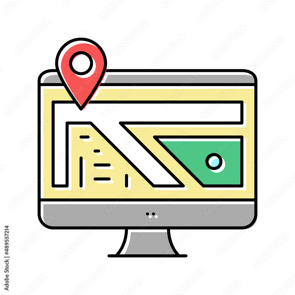 Aufkleber computer monitor map location color icon vector illustration