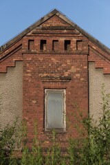 Old vintage houses in Silesia.  Remains of history. Brick constructions for workers working in ironworks.