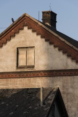 Old vintage houses in Silesia.  Remains of history. Brick constructions for workers working in ironworks.