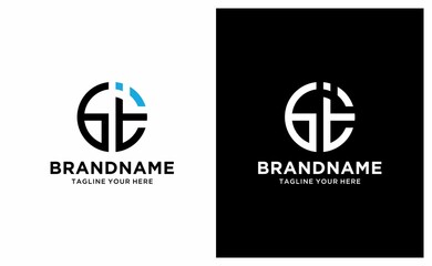 Alphabet letters Initials GTI logo design vector unique template. on a black and white background.