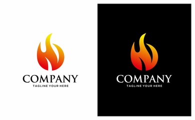 Fire Flame Logo design vector template drop silhouette. Creative Droplet Burning Elegant Bonfire Logotype Fire Logo icon concept. on a black and white background.