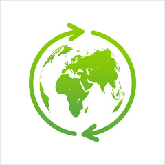 Global Recycle with arrow around the earth, Save the world, Vector illustration