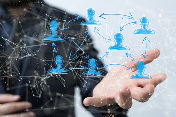 Neural network 3D illustration. Big data and cybersecurity