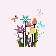 Flower pattern, hand drawn leaves, vector illustration. Modern geometric patterns. fabric pattern, wrap, wallpaper, publication