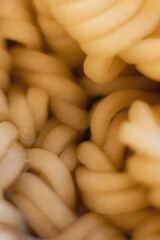 Instant noodles close-up. Spaghetti and pasta with sauce. Healthy food.