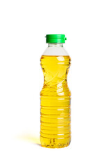 bottle of vegetable oil isolated on white background.