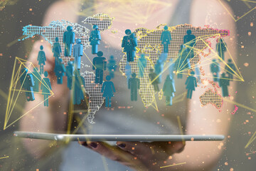 Obraz premium Structure of world economy, communication network global