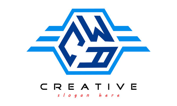 CWA three letter monogram type letter logo with wings vector template.