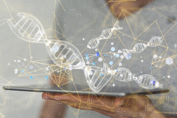 medical on hospital background, medical technology network concept