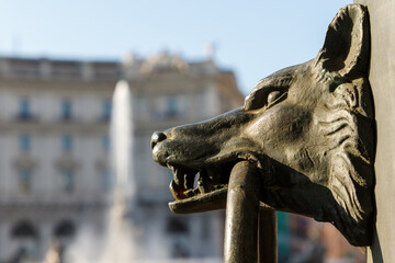 iron wolf head, Piazza della Repubblica, Rome, Italy