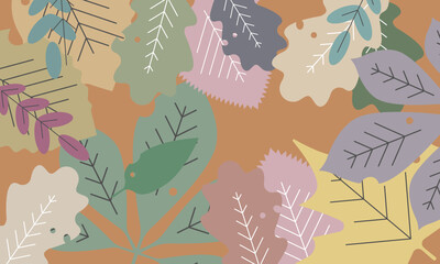 Flower pattern, hand drawn leaves, vector illustration. Modern geometric patterns. fabric pattern, wrap, wallpaper, publication